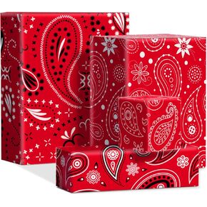 Adirasenotek Wrapping Paper Folded Gift Wrap Western Cowboy Gift Wrapping Paper 4 Styles Red Wrapping Paper Sheet for Holiday Birthday Wrapping 12 Sheets 20 x 27 Inch