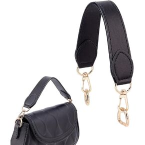 WADORN Short Leather Handbag Handle, 12.6 Inch PU Leather Purse Strap Wide Shoulder Bag Strap Replacement Briefcase Top Handle with Swivel Clasp DIY Purse Making Supplies, Dark Brown