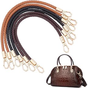 UNICRAFTALE 6Pcs 11.7" PU Braided Purse Straps Handles 3 Colors Leather Handbag Handles with Alloy Swivel Clasps Bag Handle Strap Replacement for Handbags Shoulder Bag Crafts Making