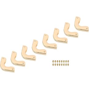uxcell 4 Pcs Purse Corner, Corner Protector Decorative Buckle Handbags Leather Clip Edges Handbag Hollow Corner for DIY Sewing Craft, Brass