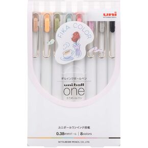 Mitsubishi Pencil UMNS38FC8C Gel Ballpoint Pen Uni-Ball One 0.38 Fica Color Set of 8 Colors