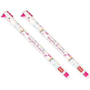 LEGAMI Erasable Gel Pen - Unicorn, Thermosensitive Ink, 0.7 mm Tip Diameter, 15 cm Length, Pink ink (Pack of 2)