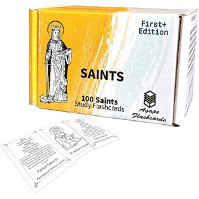 Agape Flashcards- Saints Study Flashcards: 100 of The Most Interesting and Inspiring Patron Saints | Pack of 100 Study Flashcards | Perfect for Learning Saints History and Lives | Made in USA
