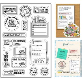 Arbuya Book Reads Label Clear Stamps for Planners Journals from The Library of Book Reading Name Plans Rubber Stamps for Books Reading Journals Scrapbooking Decoration