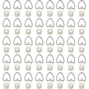 D Ring Picture Hangers, 40 Pcs Bulk Stainless Steel Small D Rings, Pro Quality D Rings, Picture Hang Solutions for Mirror, Clock, Decoration, Paintings, Artwork Picture