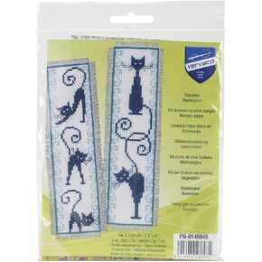 Vervaco Cross Stitch Bookmark Cheerful Cats (Set of 2) 2.4" x 8"