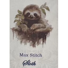 Max Stitch Sloth Counted Cross Stitch Kits,14 Count Counted Cross Stitch Kits,130x112stitch, 23x20cm, Cotton Thread, Cotton Small Wild Animal Counted Cross Stitch Kits