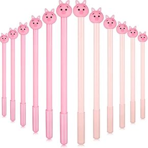 24 Pieces Cute Pig Writing Pen Pig Gel Ink Pen Pink Pig Roller Ball Gel Ink Pen with 0.5 mm Fine Point Black Ink Pen for Kids School Office Home Writing Present Supplies