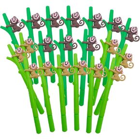 30 Pcs Cute Monkey Pens Gel Ink Pens Fun Kawaii Pens Jungle Animals Writing Pens 0.5 mm Black Ink Cool Pens Novelty Fun Pens for Kids School Office Home Supplies Student Present Monkey Party Favors