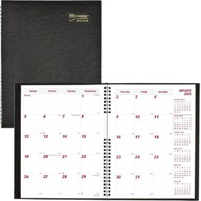 Brownline® 2025 CoilPro™ Monthly Planner, 14 Months, December 2024 to January 2026, Twin-Wire Binding, 11" x 8.5", Black (CB1262C.BLK-25)
