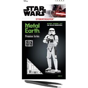 Metal Earth Fascinations Premium Series Star Wars Stormtrooper 3D Metal Model Kit Bundle with Tweezers