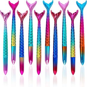 10 PCS Fish-Shaped Pens, Gel Ink & Ballpoint Pens, Mermaid Design, Writing Instrument, Gift Decor