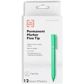 TRU RED Pen Permanent Markers Fine Tip Green Dozen