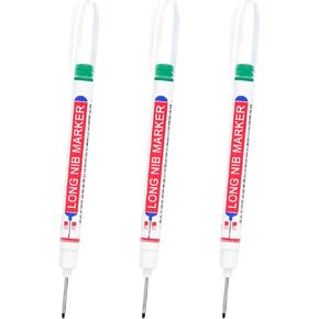 PATIKIL Deep Hole Marker Pens, 3Pcs Ink Waterproof Deep Reach Markers 22mm/0.87 Inch Long Nose Marker Scriber Pen for Woodworking Builders, Blue