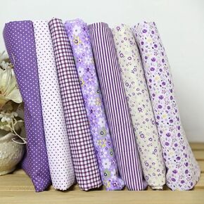 7Pcs Gaweb Square Shape, Flower, Striped, Polka Dot Cotton Fabric Fabric for Sewing, 25x25cm Cotton Fabric Flower Polka Dot Bundle DIY Patchwork Quilt Cloth,Craft and Hobby Fabric (Blue)