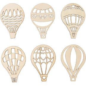 Framendino, 30 Pack Unfinished Wooden Cutouts Hot Air Balloon Shape Wood Pieces Balloon Cutout for DIY Craft Home Decoration