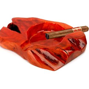 Large Ring Gauge Cigar Ashtray for Men, Cigar Ashtrays for Outdoors, Wooden Outdoor Irregular Shape Cigar Ashtrays with 2 Slots Cigar Holder, Cigar Accessories Gifts for Men