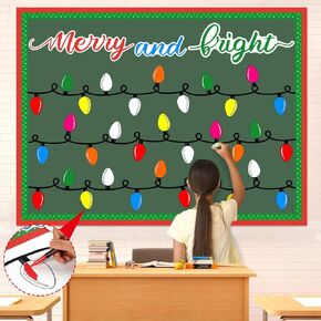 Christmas Bulletin Board Decorations DIY Xmas Light Bulb Bulletin Board Coloring Christmas Light Cutouts Merry and Bright Classroom Decorations for School Christmas Holiday Party Supplies