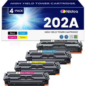 202A CF500A CF501A CF502A CF503A Toner Cartridges Set Replacement for HP 202A Color Pro M254dw; MFP M281cdw M281fdw Printer Ink 4 Pack (1BK/1C/1M/1Y)