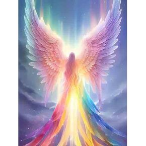 BOHADIY 5D Angel Diamond Painting Kits Girl Full Drill Round Diamond Art Kits Crystal Rhinestone Diamond Embroidery Craft Kits DIY Painting by Number Kits for Wall Decor 12x16inch