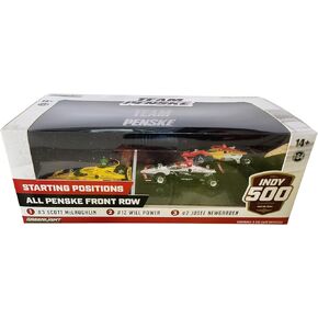 Greenlight 11611 2024 Indianapolis 500 All Penske Front Row 3-Car Set #3 Scott McLaughlin, 2 Josef Newgarden, 12 Will Power 1:64 Scale Indy 500 in Diorama Display Box