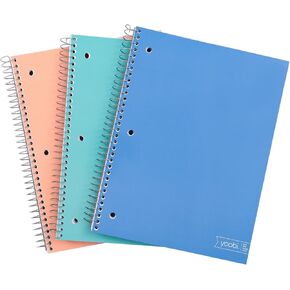 Yoobi College Ruled 8 x 10.5" Spiral Notebook Set – Bulk 6-Pack of 1 Subject Notebooks – Perfect Easter Basket Addition – 100 Perforated 3-Hole Punched Sheets, For School, Office & Home
