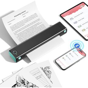 طابعات إيتاري المحمولة اللاسلكية للسفر - طابعة حرارية بدون حبر مع حافظة، تدعم حروف أمريكية مقاس 8.5 بوصة × 11 بوصة، طابعة بلوتوث محمولة متوافقة مع iOS، وهواتف Android والكمبيوتر المحمول