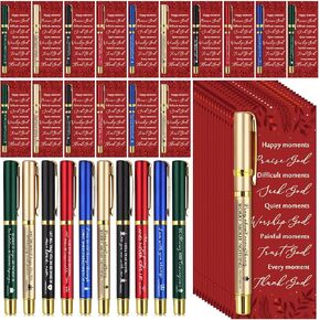 20 Sets Christian Pen Gift Inspirational Bible Verse Ballpoint Pen with Religious Motivational Scripture Bookmark Cards Bulk for Men Women Church Christmas Nativity(Bright,Stylish)