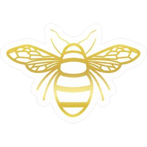 joycraft 420Pcs Bee Stickers, 1.5 inch Gold Foil Envelope Seal Sticker, Clear Self Adhesive Bee Sticker Labels, Personalized Gift Stickers for Gift Wrapping Cupcakes Party Favor Greetings Invitations