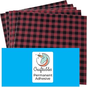 Buffalo Plaid Pattern Self Adhesive Craft Vinyl Printed Sheets for Cricut, Silhouette, Cameo, Decals, Signs, Stickers by Craftables