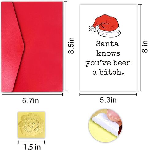 Santa Hat Christmas Card for Her, Female Friend Funny Christmas Card, Merry Christmas Card for Women, Santa Knows in Saudi Arabia