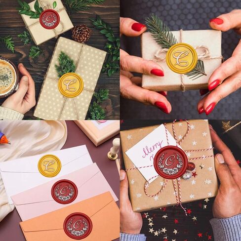 Initial Alphabet T Wax Seal Stamp Kit, 2Pcs Wreath Letter T Wax Sealing Stamp with 200Pcs Wax Seal Beads in 10 Colors, Wax Seal Spoon, Wax Seal Pen and Candles (10#T) in Saudi Arabia