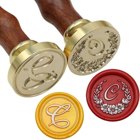 Initial Alphabet T Wax Seal Stamp Kit, 2Pcs Wreath Letter T Wax Sealing Stamp with 200Pcs Wax Seal Beads in 10 Colors, Wax Seal Spoon, Wax Seal Pen and Candles (10#T) in Saudi Arabia