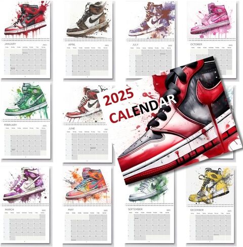 Brktr Art & Design - 2025 Hypebeast Sneaker Wall Calendar Legendary Sneaker Watercolor Art, 8.7x11 Inch Posters for Sneakerheads & Basketball Fans! in Saudi Arabia