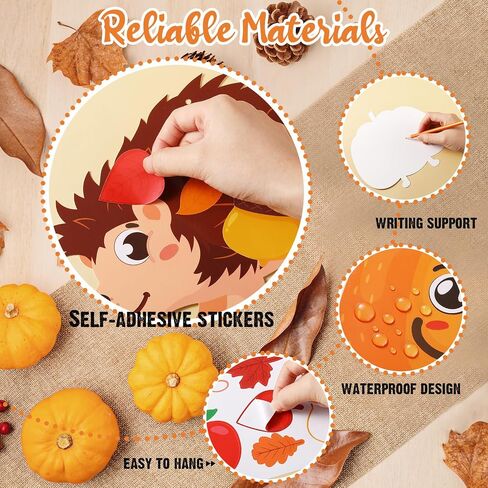 Pasimy 24 Sets Thanksgiving Crafts Kits DIY Fall Autumn Ornaments Turkey Scarecrow Pumpkin Owl Sticker Crafts Autumn Harvest Crafts Bulk Art Sets for Thanksgiving Party Favors Home Classroom in Saudi Arabia