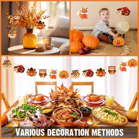 Pasimy 24 Sets Thanksgiving Crafts Kits DIY Fall Autumn Ornaments Turkey Scarecrow Pumpkin Owl Sticker Crafts Autumn Harvest Crafts Bulk Art Sets for Thanksgiving Party Favors Home Classroom in Saudi Arabia