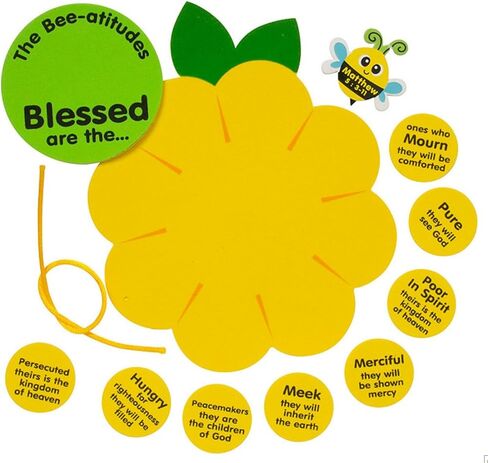 صفقات سعيدة ~ مجموعة الحرف المسيحية Sunflower Bee-Atitudes - تصنع 12 تطويبات ماثيو 5: 3-11 مغلفة بشكل فردي in Saudi Arabia