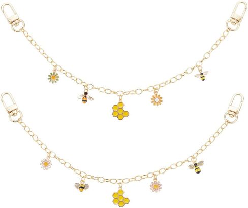 PH PandaHall 12.7" Decorative Bag Chains 2 Colors Summer Themed Purse Strap Extender Bees Daisy Purse Handbag Charm Golden Purse Handle Chains for Crossbody Shoulder Tote Bag Handbag Purse Clutch in Saudi Arabia