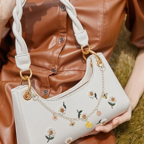 PH PandaHall 12.7" Decorative Bag Chains 2 Colors Summer Themed Purse Strap Extender Bees Daisy Purse Handbag Charm Golden Purse Handle Chains for Crossbody Shoulder Tote Bag Handbag Purse Clutch in Saudi Arabia