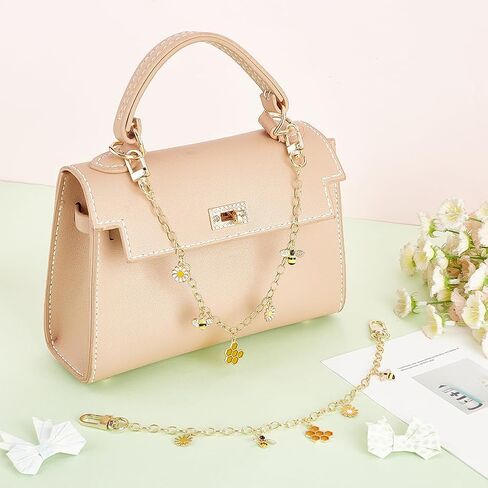 PH PandaHall 12.7" Decorative Bag Chains 2 Colors Summer Themed Purse Strap Extender Bees Daisy Purse Handbag Charm Golden Purse Handle Chains for Crossbody Shoulder Tote Bag Handbag Purse Clutch in Saudi Arabia