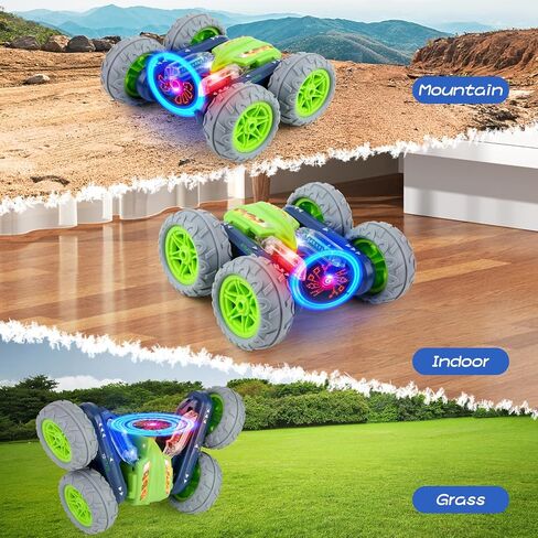 سيارة تحكم عن بعد، تقلب 360 درجة سيارات الدفع الرباعي RC، سيارات RC المثيرة مع أضواء على الوجهين للصبي (أخضر) in Saudi Arabia