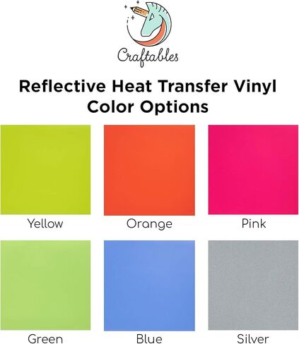 Craftables Orange Reflective Iron On Heat Transfer Vinyl 5 Sheets | Metallic, Reflective Finish - Great for Safety in Saudi Arabia