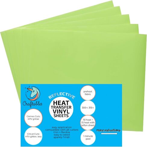 Craftables Orange Reflective Iron On Heat Transfer Vinyl 5 Sheets | Metallic, Reflective Finish - Great for Safety in Saudi Arabia