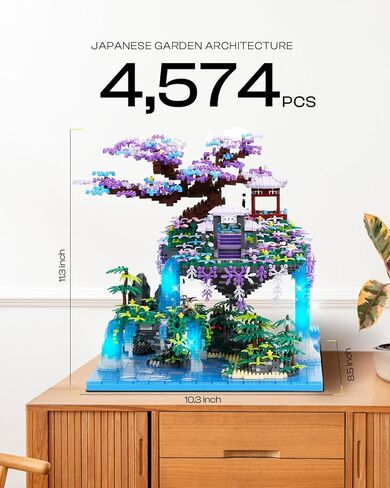 مجموعة هندسة شجرة زهور بونساي الكبيرة للأولاد 8-14 مجموعة بناء منزل شجرة الكرز اليابانية المضيئة مع صندوق ألعاب للبالغين للأولاد والبنات من عمر 8 إلى 12 عامًا، جسيمات دقيقة 2.5 مم in Kuwait