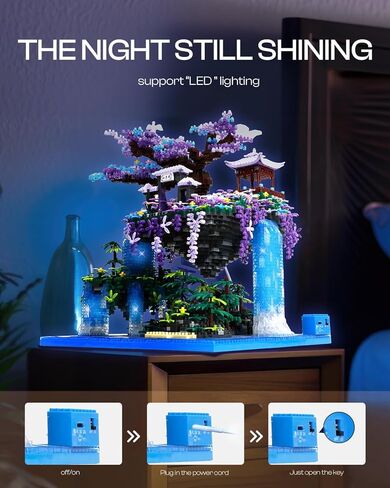 مجموعة هندسة شجرة زهور بونساي الكبيرة للأولاد 8-14 مجموعة بناء منزل شجرة الكرز اليابانية المضيئة مع صندوق ألعاب للبالغين للأولاد والبنات من عمر 8 إلى 12 عامًا، جسيمات دقيقة 2.5 مم in Kuwait