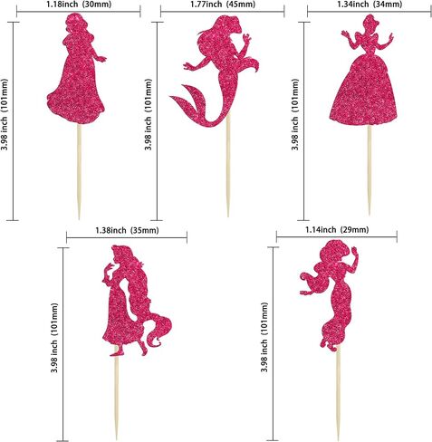 Gyufise 36Pcs Princess Cupcake Toppers Colorful Glitter Mermaid Girl Castle Carriage High Heel Crown Cupcake Picks Princess Theme Baby Shower Girls Birthday Party Cake Decorations Supplies in Kuwait