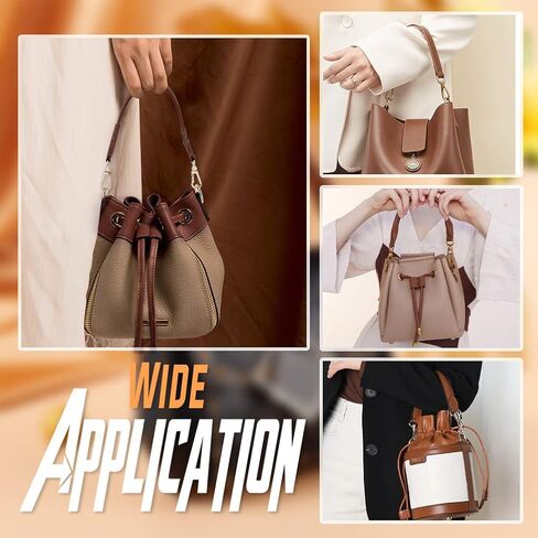 WADORN Short Leather Handbag Handle, 12.6 Inch PU Leather Purse Strap Wide Shoulder Bag Strap Replacement Briefcase Top Handle with Swivel Clasp DIY Purse Making Supplies, Dark Brown in Saudi Arabia