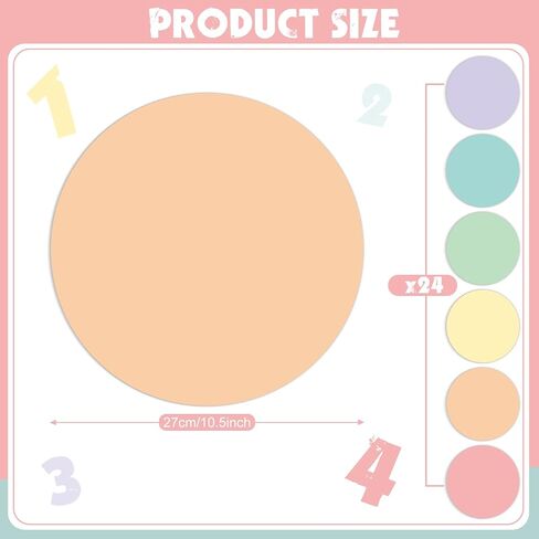 Lincia 24 Pack Colorful Erase Dots Circles 10.5 Inch Removable Vinyl Spot Dry Erase Desktop Writing Spots Set for Classroom Table Teacher Students School Home Desk Wall(Bohemian Colors) in Kuwait