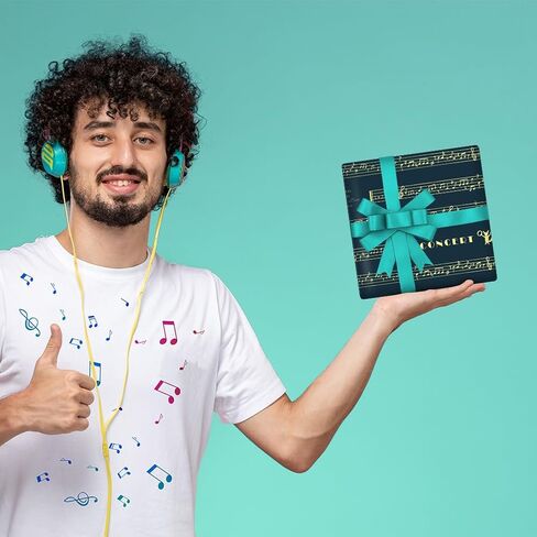 ورق تغليف الموسيقى من Geluode، ورق تغليف هدايا الموسيقي للبيانو الموسيقي، 8 أوراق مطوية مسطحة مقاس 20 × 30 بوصة ورق تغليف الملاحظات الموسيقية لأعياد الميلاد والزفاف والحفلات الموسيقية in Saudi Arabia