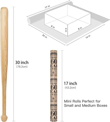 RUSPEPA Birthday Wrapping Paper Roll, Mini Roll, Black 18 Years Design Kraft Gift Wrap Paper Great for Birthday, Party, Holiday, 17 inches x 16.4 feet, 18th Birthday in Saudi Arabia